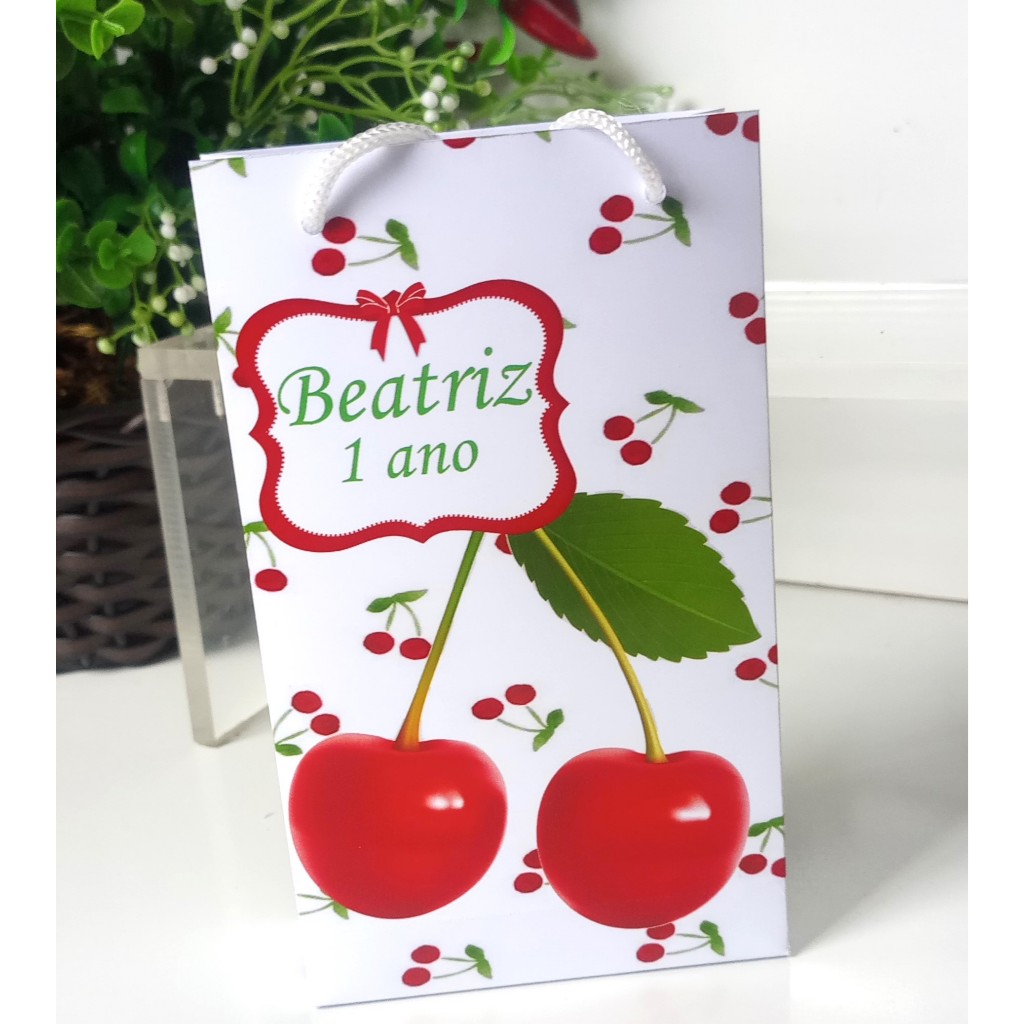 SACOLINHA PERSONALIZADA PARA LEMBRANCINHA DE ANIVERSÁRIO/FESTA - SACOLINHA SURPRESA- CEREJINHA