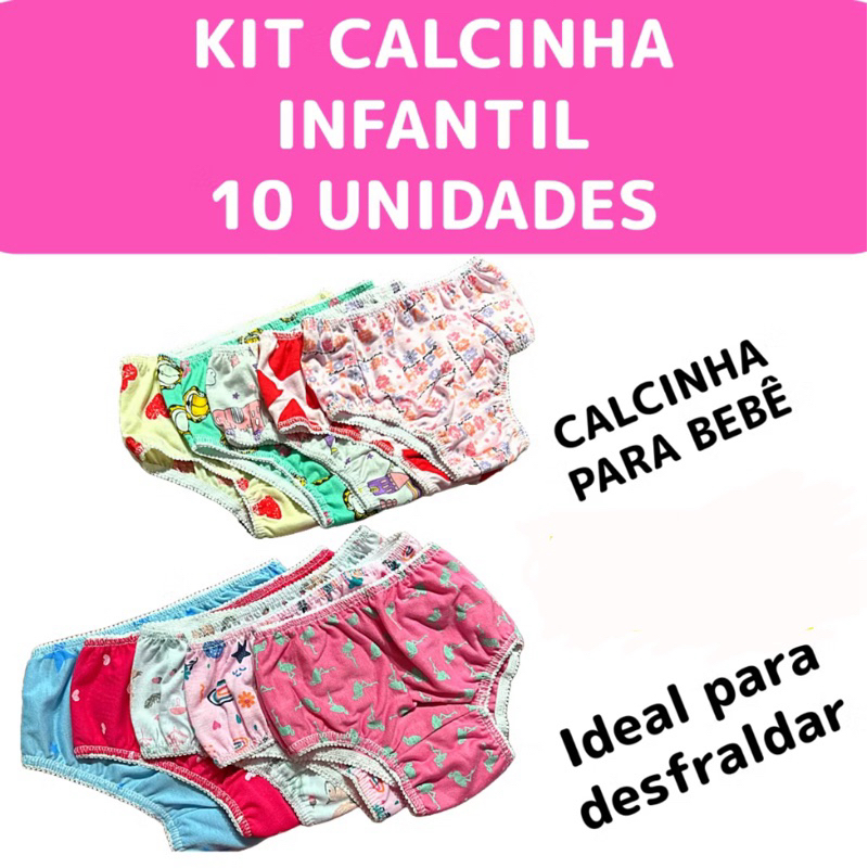 KIT 10 CALCINHA INFANTIL CONFORTO KIDS CALÇOLINHA INFANTIL MENINA 0 A 7 ANOS em Oferta na Shopee