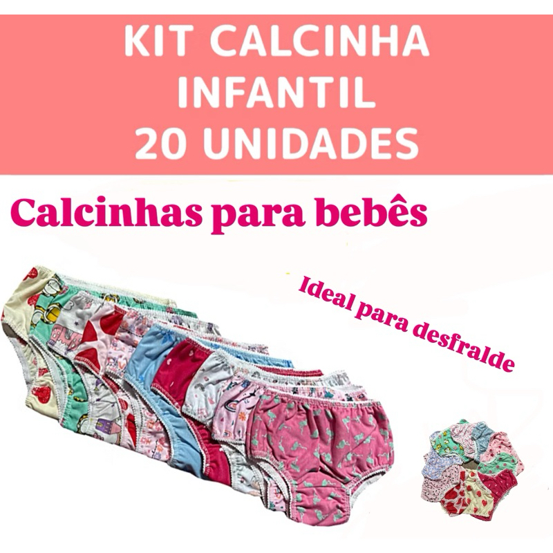 Kit 20 Calcinha Infantil Meninas 0 a 7 Anos Sortidas em Oferta na Shopee