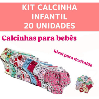 Kit 20 Calcinha Infantil Meninas 0 a 7 Anos Sortidas