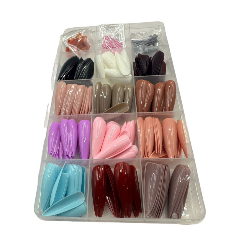 Unha Postiça Stiletto Colorida 288 pcs Helen Color em Oferta na Shopee