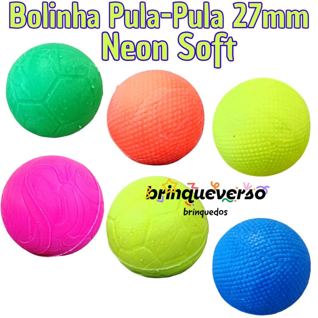 Pacote 250 Un Bolinha Pula Pula. Neon. Soft. 27mm. Ideal para Máquina de bolinha, Revenda, Kit Festa