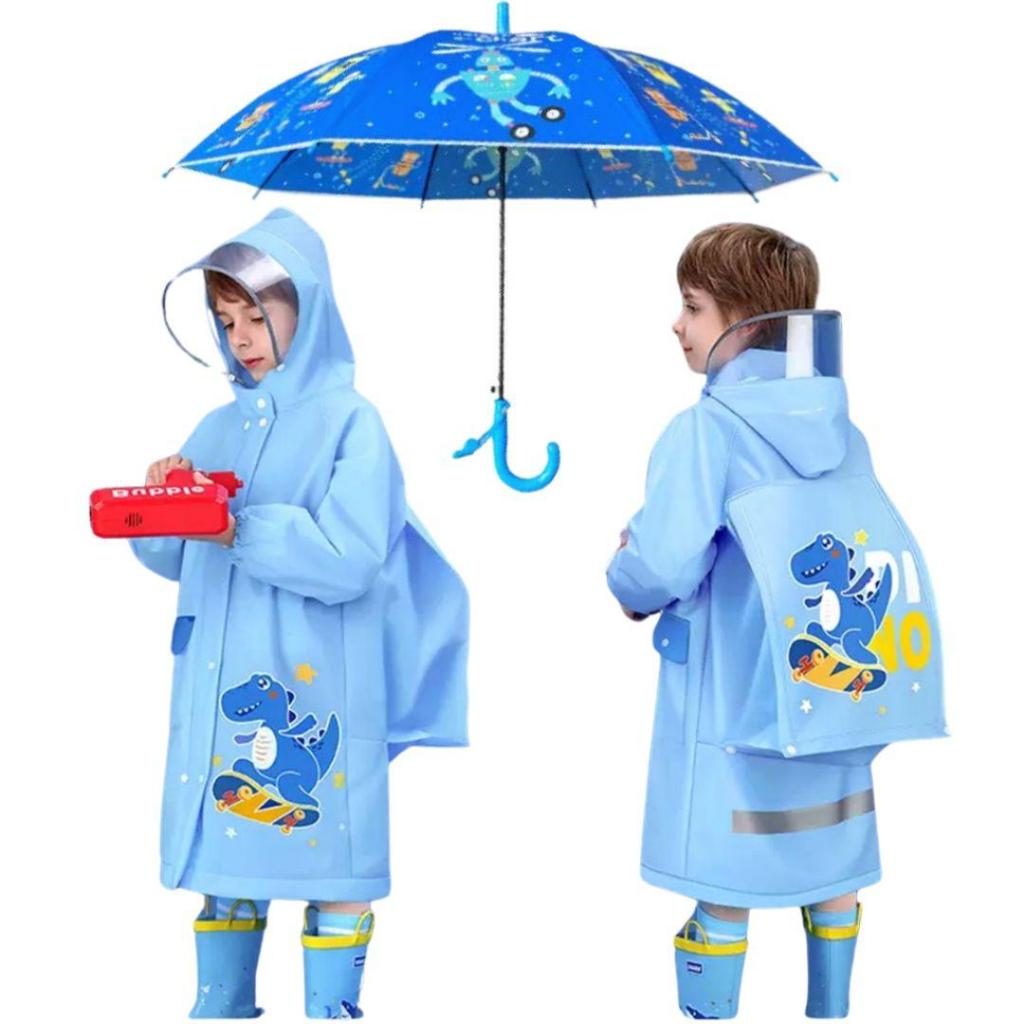Capa de chuva infantil mochila + guarda chuva. Capa reforçada com botoes e espaço para mochila. Escolar, infantil.