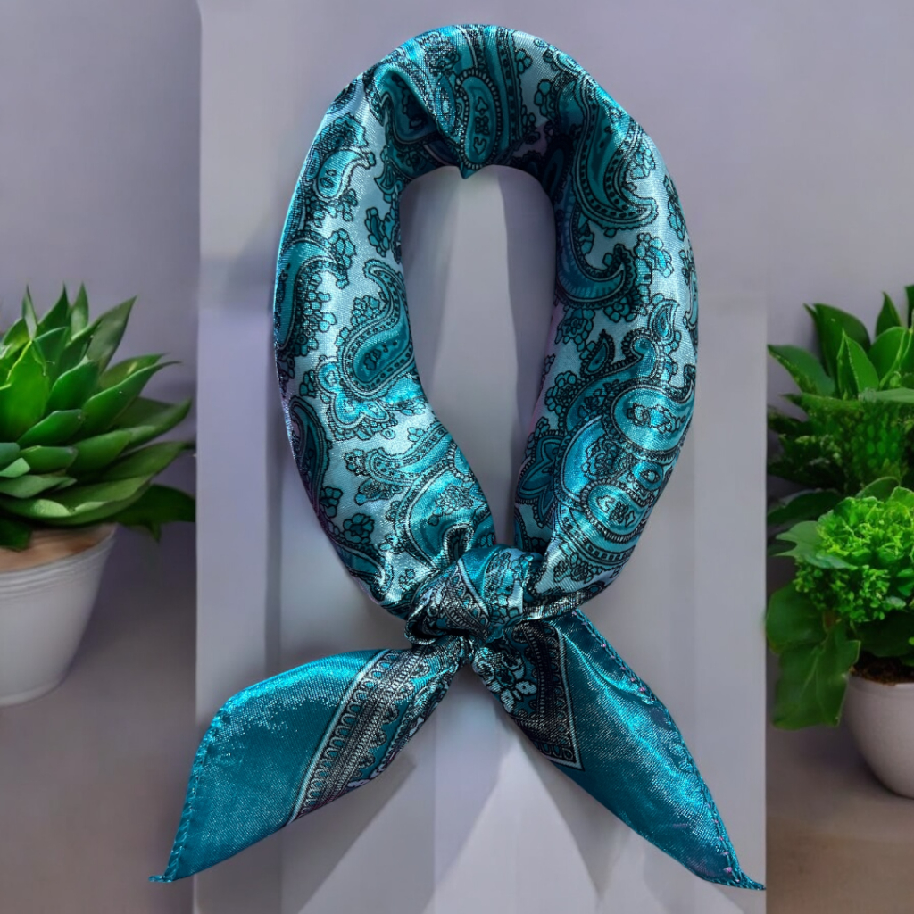 Lenço 50cm x 50cm Feminino Estampado Cetim Para Cabelo Bolsa Pescoço Bandana Espampa Indiana