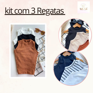 Kit 3 Blusa De Alcinha Regata Infantil 2 ao 12 Roupa de Meninas Regata Feminina em Oferta na Shopee