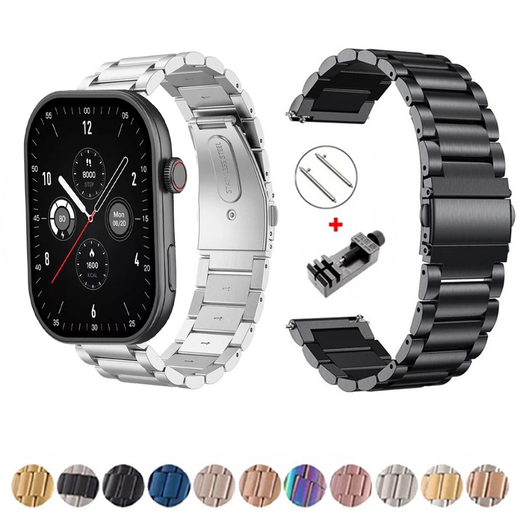 Pulseira de 22mm Metal Elos de aço inox para Smartwatch Haiz My Watch 2 Pro HZ SM84 de Engate Rapido