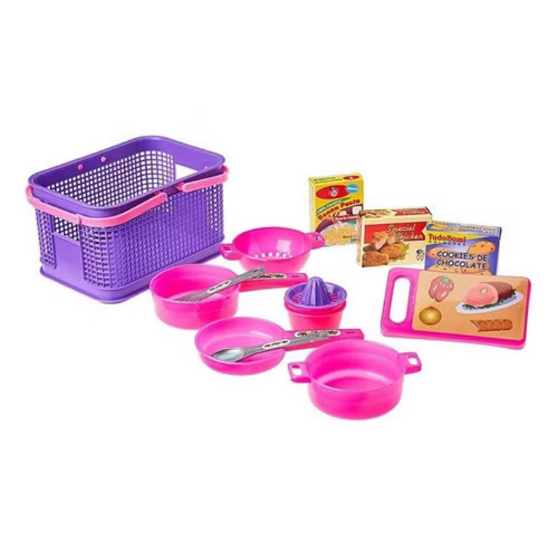 Brinquedo Cesta De Cozinha Panelinha Infantil 13 Peças
