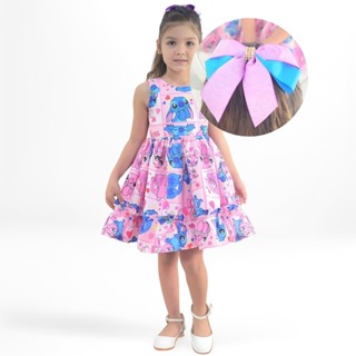 Vestido Stitch e Angel Mini Fashionista Com Laço Opcional em Oferta na Shopee