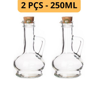 Kit 2 Galheteiro 250ml De Vidro Com Tampa De Rolha Porta Azeite e Vinagre em Oferta na Shopee