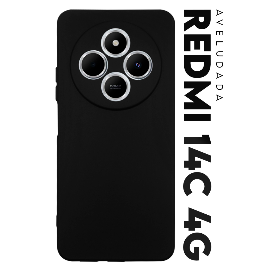 Capa Capinha Case Premium Silicone Aveludada Veludo Cover Xiaomi Redmi 14c tela 6.88 pol.