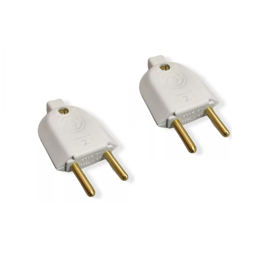 KIT 25 Unidades Plug Adaptador de Tomada Macho 2 Pinos