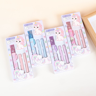 Caneta borracha retrátil apagador acompanha 2 refil papelaria kawaii em Oferta na Shopee