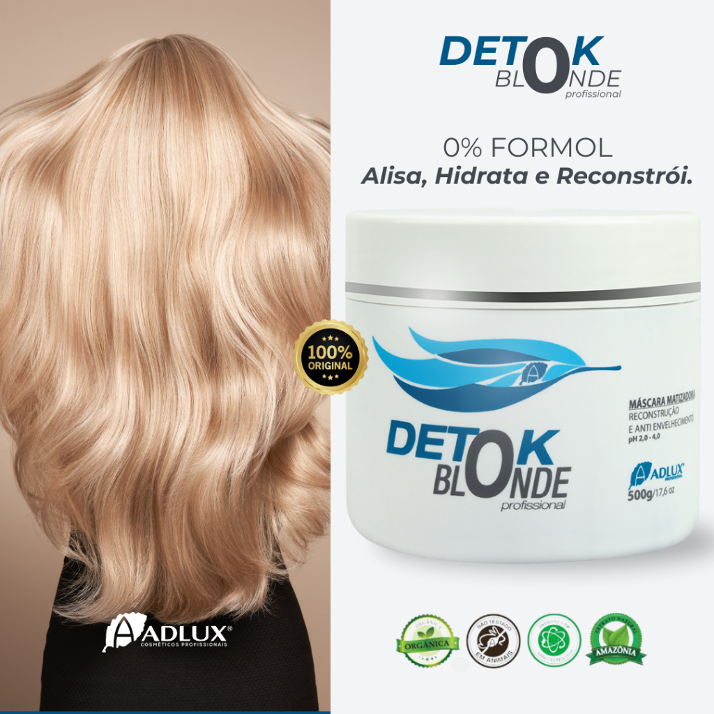 Botox Matizador Profissional para cabelos Loiros Alisa, Hidrata e Reconstrói 500g - Adlux