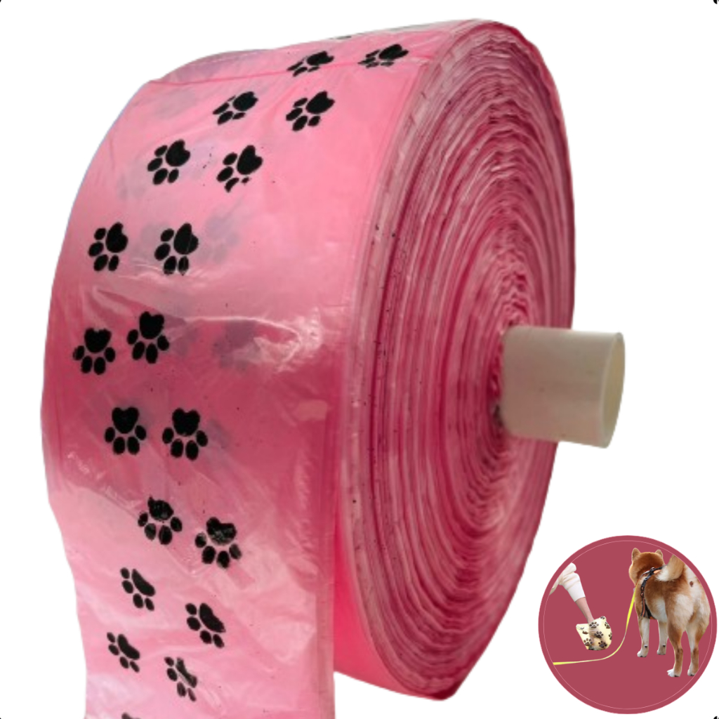 Kit Bobina Cata Caca c/ 2400 Saquinhos de Lixo Coco Pet Biodegradavel 28x30 Rosa