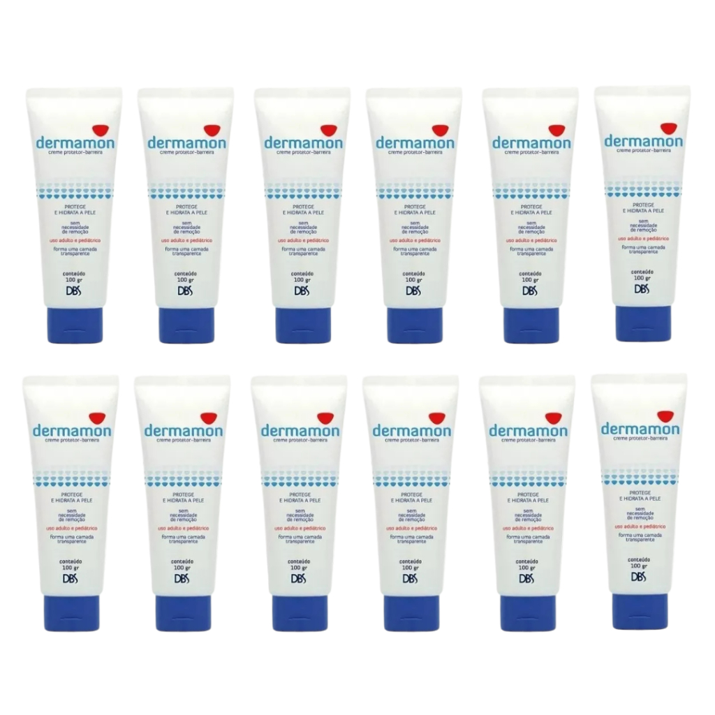 Kit 12 Barreira Dermamon Protetor Da Pele 100g Assadura Zinco Bebê Idoso Acamado Prevenção