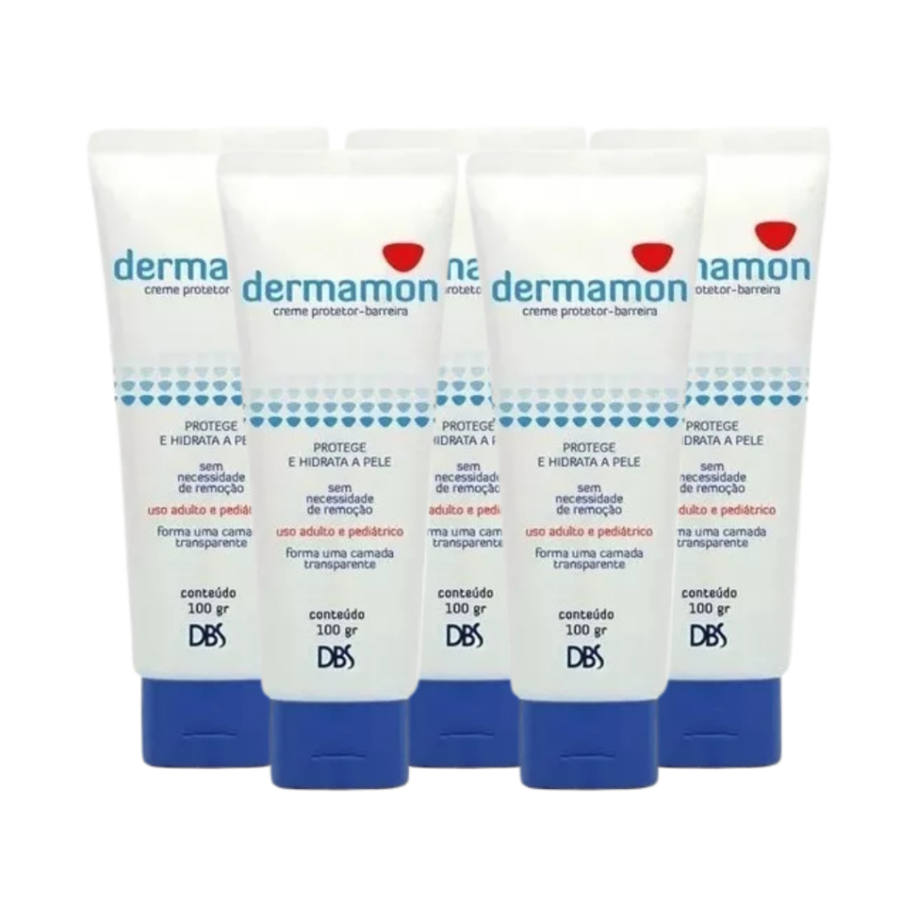 Kit 5 Barreira Dermamon Protetor Da Pele 100g Assadura Zinco Bebe Idoso Acamado Prevencao