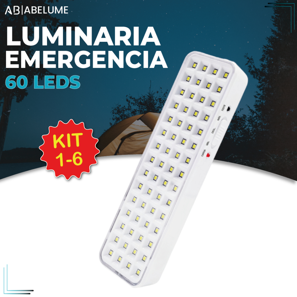 Luminária Emergência Lâmpada 60 Leds Recarregável Bivolt Luz Branca (Branco Frio 6,500K) em Oferta na Shopee