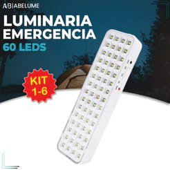 Luminária Emergência Lâmpada 60 Leds Recarregável Bivolt Luz Branca (Branco Frio 6,500K)