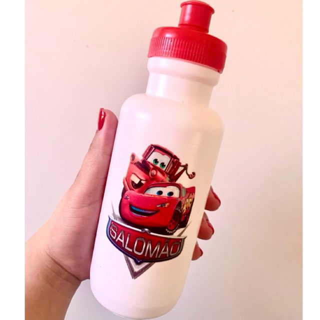 Garrafa Squeeze de Água Carros Relâmpago macqueen Personalizada com nome 500ml