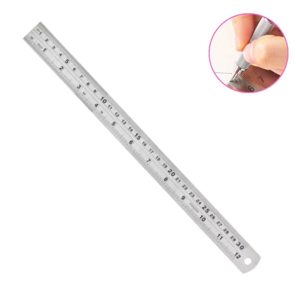 Régua de Aço Inox 30cm Profissional 12 Polegadas