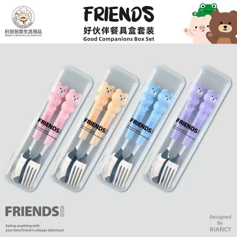 Kit Talher Infantil para criança C/ Estojo Aço Inox Colher Garfo Talheres em Oferta na Shopee