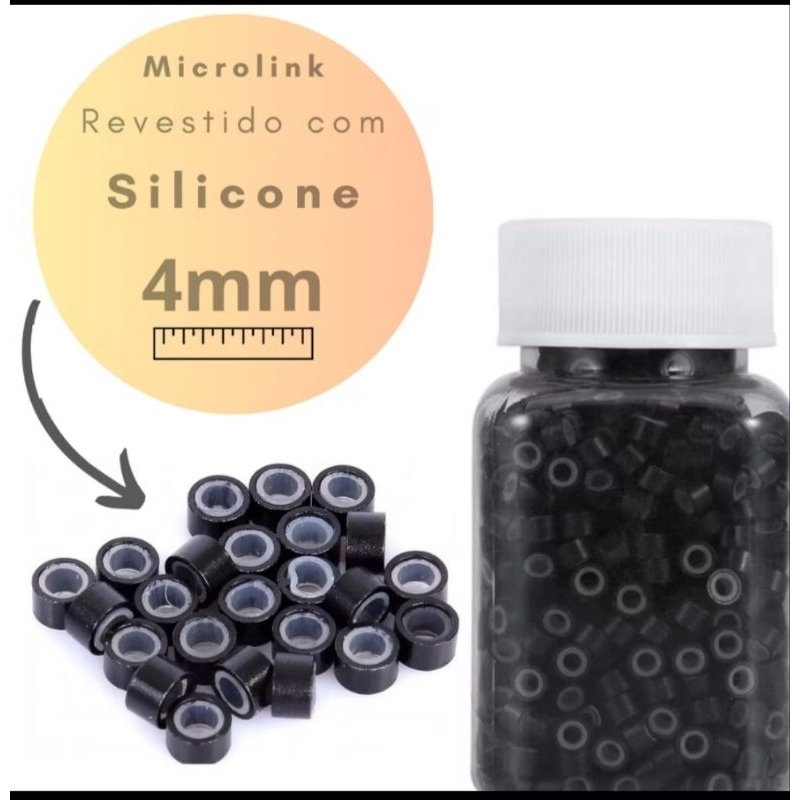Microlink Rings  com Silicone Mega Hair Cabelos Preto em Oferta na Shopee