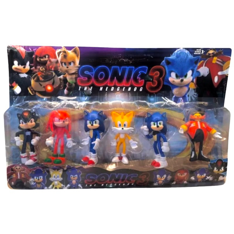 kit cartelado Coleção Bonecos Sonic Aventura com 6 personagens (Filme novo) ENVIO IMEDIATO