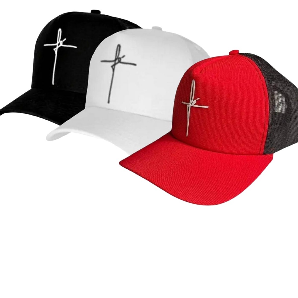 Kit 1,2 ou 3 Bonés Unissex Moda Trucker Fé Premium em Oferta na Shopee