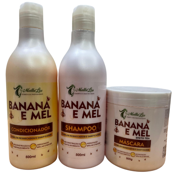 Kit de Restauração e Nutrição Capilar Banana e Mel em Oferta na Shopee