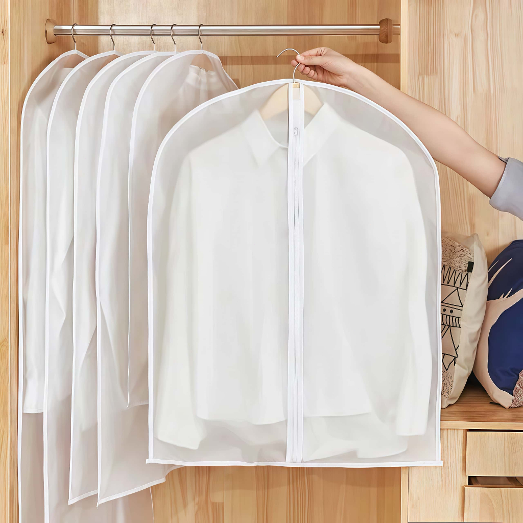 Kit 5 Pecas Organizador Roupas Poeira Tampa Protetora Contra Capa Casaco De Saco De Translúcido Terno Cobrir em Oferta na Shopee