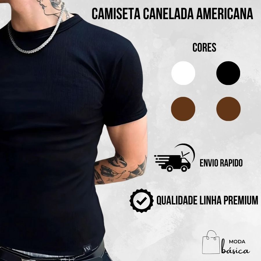 Camiseta  americana Canelada Masculina Básica