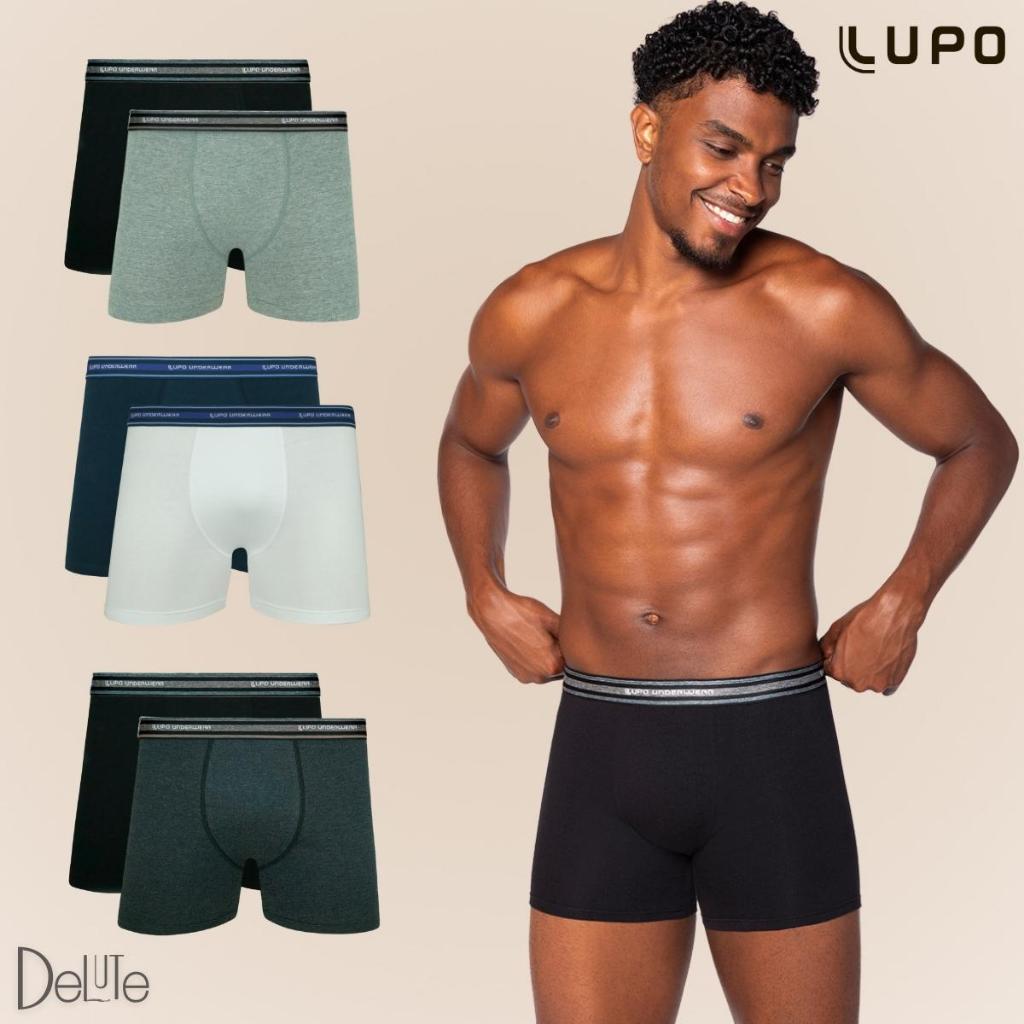 Kit De 2 Cuecas Originais Lupo Boxer Box Básica Em Algodão Cotton Com Elastano