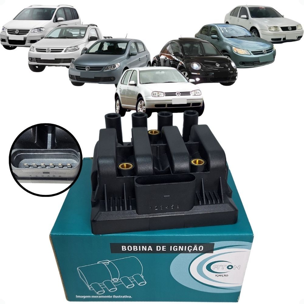 Bobina de ignição 6 pinos Gol Voyage Saveiro G5 1.0 1.6 8V de 2008 2009 2010 2011 2012 2013 2014 TDS em Oferta na Shopee