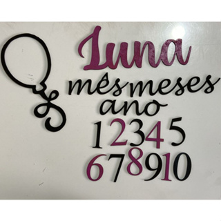 kit mêsversário mdf balão Colorido cenário para fotos mês meses e ano (Preto e azul / Preto e Rosa) em Oferta na Shopee