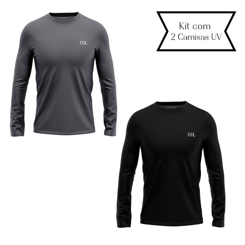 Kit 2 Camisas Proteção Solar Uv Camiseta Segunda Pele Térmica