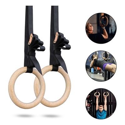 Kit 2 Argolas de Suspensão Madeira para Crossfit e Ginástica