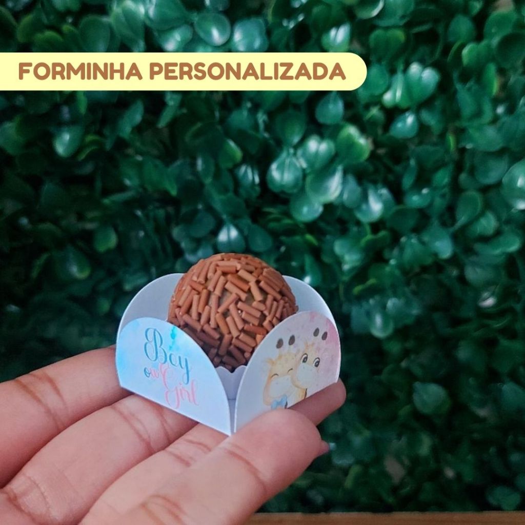 Forminha para doces brigadeiro personalizada CHÁ REVELAÇÃO GIRAFAS lembrancinha de festa
