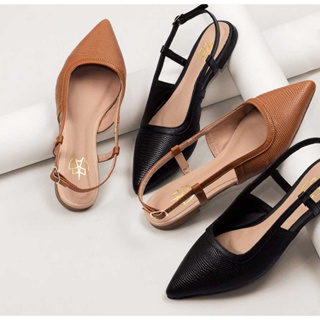 Mule Feminino Sapato Bico Fino Sandália Rasteira Aberto Atrás Slingback Liso Confortável Sola Macia em Oferta na Shopee