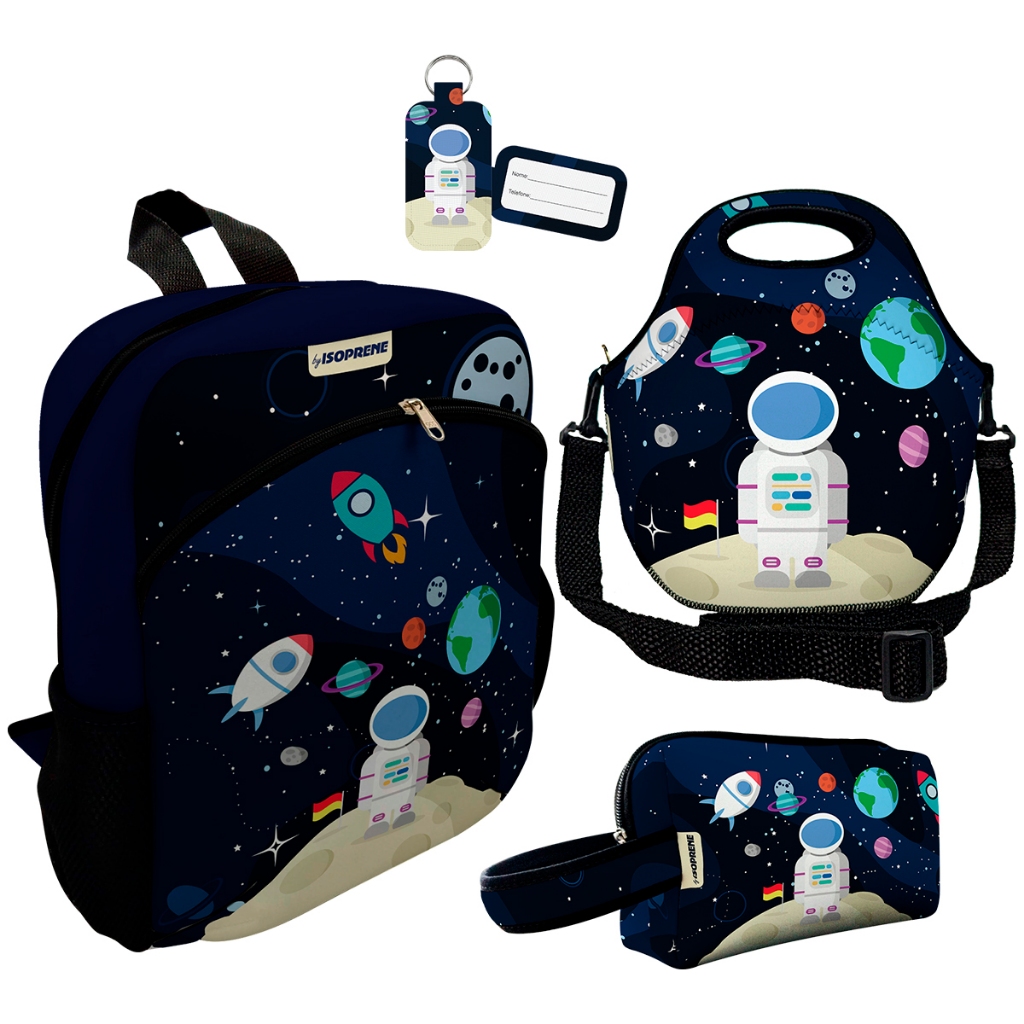Kit Escolar Com Mochila + Lancheira + Necessaire - Isoprene - Astronauta