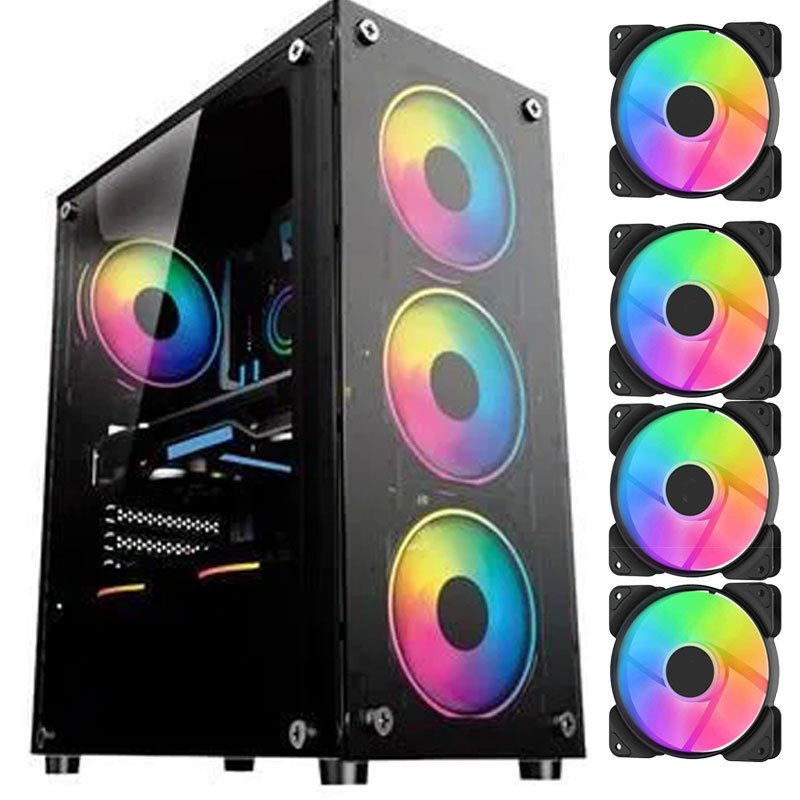 Gabinete Gamer 1749 Lateral E Frontal Em Vidro C/ 4 Fans Rgb