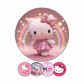 Painel Redondo Hello Kitty Em Tecido Sublimado 1,50 X 1,50m em Oferta na Shopee