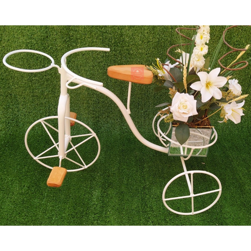 Bicicleta Em Ferro Branco Para Jardim Flores Plantas em Oferta na Shopee