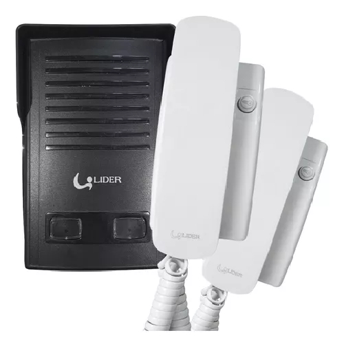 Kit Porteiro Coletivo 2 Pontos Lr522 Líder Com 2 Monofones