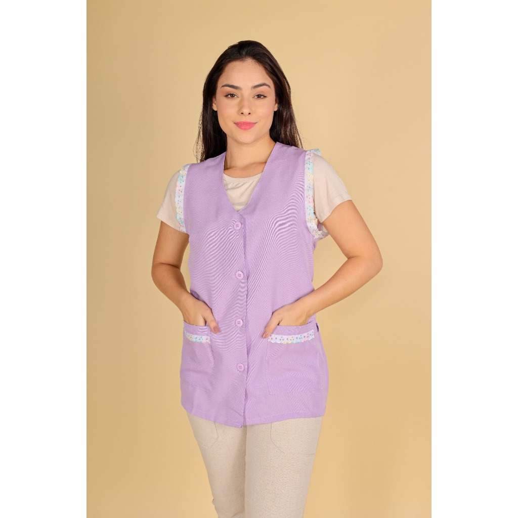 Avental Jaleco Bata Professor com lese colorido em Oferta na Shopee