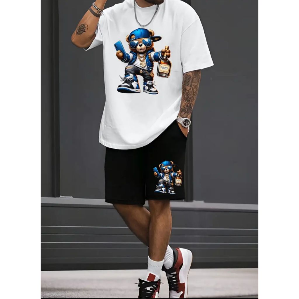 Conjunto de Camisetas Esportivas Casuais Estampadas para Homens