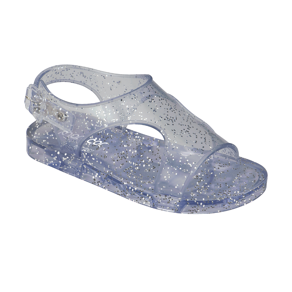 Sandália Infantil Transparente com Glitter Prata Menina Kidy - Baby & Kids Fashion