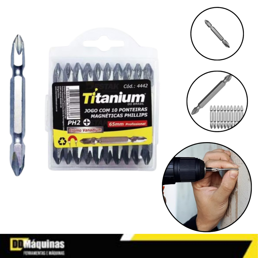 Jogo com 10 ponteiras duplas - Titanium