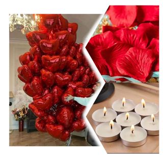 Kit Decoração Romântica 1.000 Pétalas + 10 Velas + 4 Balões Coração em Oferta na Shopee