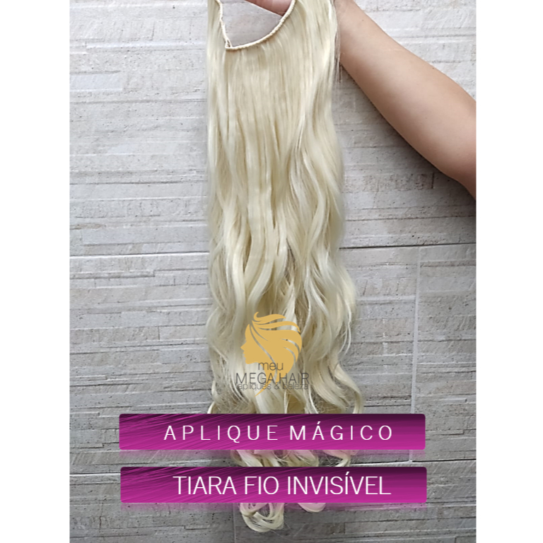 Aplique Cabelo 100% Bio Humano Tic Tac Cabelo Loiro Claríssimo Ondulado 70cm 150g Premium