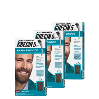 Kit 3x unidades Grecin 5 Color Gel Barba e Bigode Castanho M-90 - Cobre os fios grisalhos 5 minutos. Aparência natural. em Oferta na Shopee